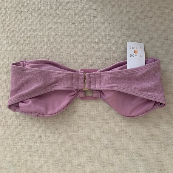 Mauve textured Bandeau with square ring detail-strapless Bikini Top - Picture 2 of 2